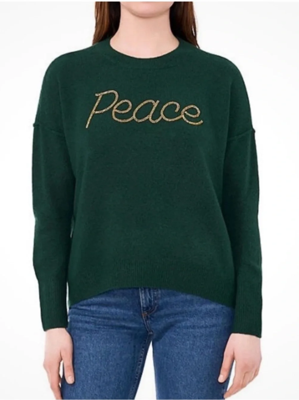 Vince Camuto NWT Green Peace Holiday Christmas Cozy Soft Crewneck Sweater XL